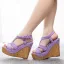 Fashion Purple Street Wear Womens Sandals 2025 T-Strap 12 cm Wedges Open / Peep Toe Sandals High Heels