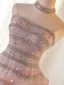 Luxury / Gorgeous Sparkly Blushing Pink Beading Rhinestone Sequins Prom Dresses 2026 A-Line / Princess Strapless Sleeveless Backless Floor-Length / Long Formal Dresses