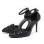 Chic / Beautiful Black Rhinestone Lace Flower Evening Party Womens Shoes 2026 9 cm Stiletto Heels Pointed Toe High Heels