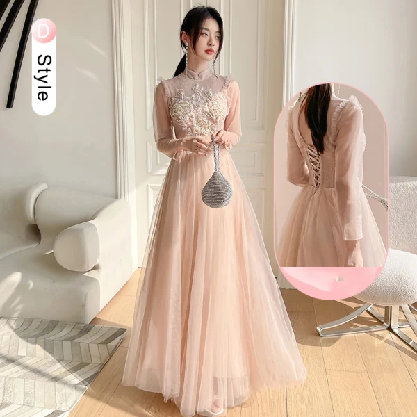 Chic / Beautiful Champagne Beading Bridesmaid Dresses 2022 A-Line / Princess Short Sleeve Backless Floor-Length / Long Bridesmaid
