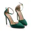 Sexy Noire Soirée Satin Sandales Femme 2023 Été Bride Cheville 11 cm Talons Aiguilles À Bout Pointu Sandales Talons Hauts
