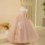 Bling Bling Blushing Pink Beading Sequins Birthday Flower Girl Dresses 2024 Ball Gown Scoop Neck Sleeveless Backless Floor-Length / Long