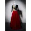 Ethnic Burgundy Phoenix Embroidered Sequins Prom Dresses 2025 A-Line / Princess V-Neck 1/2 Sleeves Backless Floor-Length / Long Prom Formal Dresses