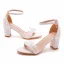 Sexy Blanche En Dentelle Fleur Chaussure De Mariée 2023 Bride Cheville 7 cm Talons Épais Peep Toes / Bout Ouvert Mariage Sandales Talons Hauts