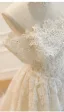 Luxury / Gorgeous White Beading Pearl Sequins Lace Flower Wedding Dresses 2026 Ball Gown Strapless Sleeveless Backless Floor-Length / Long