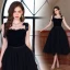 Sexy Noire de retour Robe De Graduation 2022 Princesse Bretelles Spaghetti Sans Manches Dos Nu Ceinture Thé Longueur Robe De Ceremonie