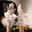 Vintage / Originale Ivoire Fait main Perle Satin Gants Mariage 2026 Mariage