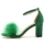 Simple Rougissant Rose Vêtement de rue Désinvolte Été Sandales Femme 2023 Bride Cheville Plumes 7 cm Talons Épais Peep Toes / Bout Ouvert Sandales Talons Hauts