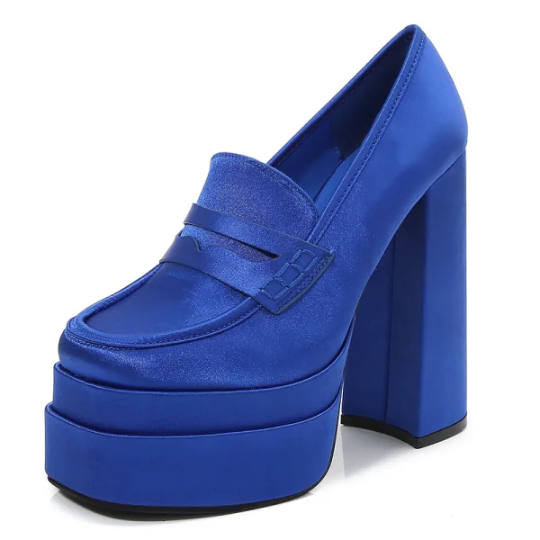 Fashion Fuchsia Cocktail Party Womens Shoes 2023 14 cm Thick Heels Round Toe Womens Shoes