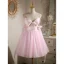 Sexy Pink Perle Geburtstag Partykleider 2022 A Linie Spaghettiträger Ärmellos Rückenfreies Schleife Kurze Cocktail Festliche Kleider