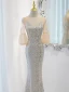 Sexy Silver Sequins Evening Dresses 2023 Trumpet / Mermaid V-Neck Short Sleeve Backless Floor-Length / Long Evening Party Formal Dresses