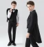 Black 5-piece Long Sleeve Boys Wedding Suits 2024 Coat Pants Shirt Tie Vest