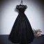 Élégant Noire Paillettes Robe De Bal 2023 Princesse Col Haut Manches Courtes Dos Nu Longue Promo Robe De Ceremonie