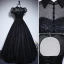 Élégant Noire Paillettes Robe De Bal 2023 Princesse Col Haut Manches Courtes Dos Nu Longue Promo Robe De Ceremonie