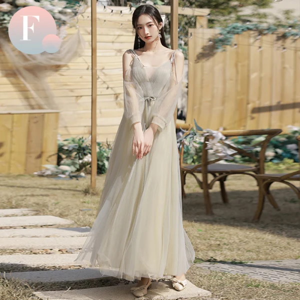 Modest / Simple Sage Green Bridesmaid Dresses 2022 A-Line / Princess Short Sleeve Backless Bow Sash Floor-Length / Long Wedding Party Dresses
