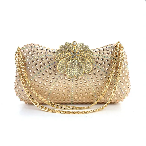 Scintillantes Multi-Couleurs Faux Diamant Soirée Doré Pochette 2025 Alliage