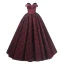 Vintage / Retro Burgundy Printing Prom Dresses 2023 Ball Gown Satin Strapless Sleeveless Backless Floor-Length / Long Prom Formal Dresses