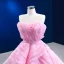 Haut de Gamme Haute Basse Rougissant Rose Volants en Cascade Asymétrique Robe De Bal 2022 Robe Boule Bustier Sans Manches Dos Nu Promo Robe De Ceremonie