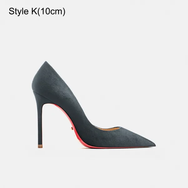 Fashion Black Suede Evening Party Pumps 2023 12 cm Stiletto Heels Pointed Toe Pumps High Heels