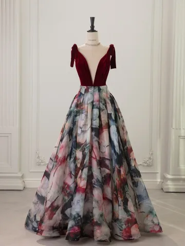 Vintage Retro Burgundy Prom Dresses 2025 A Line Princess V Neck Sleeveless Backless Floor Length Long Formal Dresses