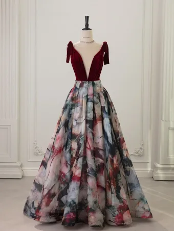 Vintage Retro Burgundy Prom Dresses 2025 A Line Princess V Neck Sleeveless Backless Floor Length Long Formal Dresses