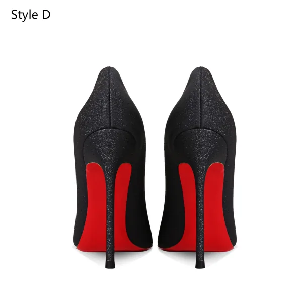 Chic / Beautiful Champagne Glitter Evening Party Pumps 2026 Leather 12 cm Stiletto Heels Pointed Toe Pumps High Heels