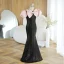 Sparkly Black Sequins Birthday Flower Girl Dresses 2023 Trumpet / Mermaid Scoop Neck Bow Puffy Short Sleeve Floor-Length / Long Flower Girl Dresses