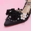 Schön Weiß Applikationen Schleife Brautschuhe 2023 Perle Strass Knöchelriemen 9 cm Stilettos Spitzschuh Hochzeit Sandaletten Hochhackige