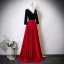 Elegant Burgundy Rhinestone Mother Of The Bride Dresses 2025 A-Line / Princess V-Neck Long Sleeve Backless Floor-Length / Long