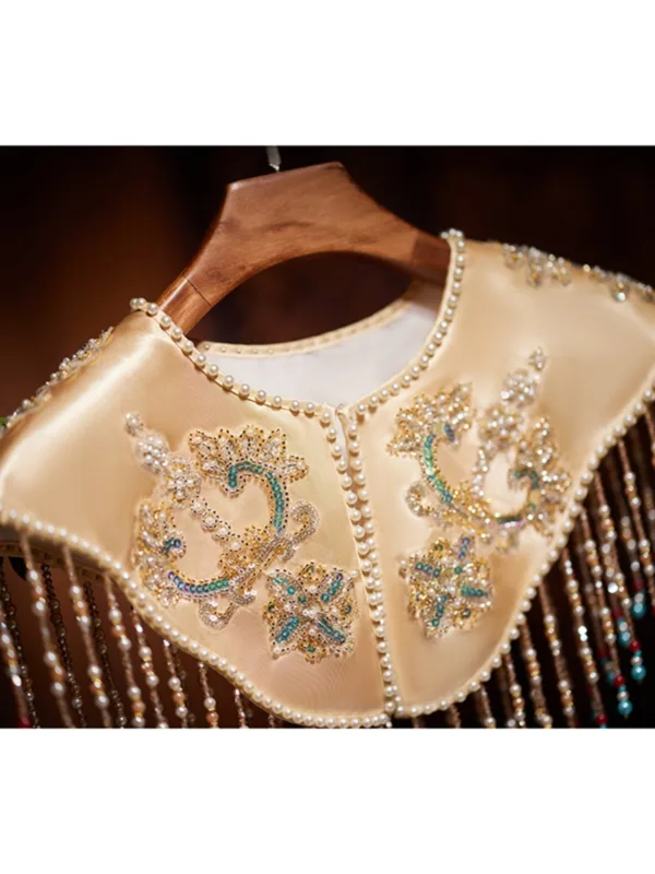 Chinese style Champagne Handmade  Beading Sequins Prom shawl 2025
