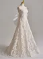 Vintage / Retro White Pearl Lace Flower Wedding Dresses 2025 A-Line / Princess Strapless Sleeveless Backless Bow Floor-Length / Long