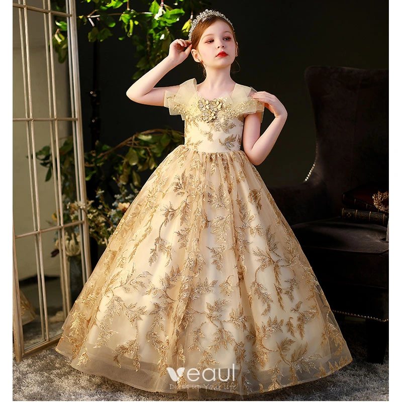 royal blue 15 dresses with gold One shoulder short flower girl dress with tiered skirt – La Novale Atelier