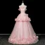 Flower Fairy Blushing Pink Appliques Beading Prom Dresses 2026 Ball Gown Off-The-Shoulder Sleeveless Backless Floor-Length / Long Formal Dresses