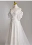 Elegante Weiß Applikationen Brautkleider / Hochzeitskleider 2025 A Linie Off Shoulder Kurze Ärmel Rückenfreies Sweep / Pinsel Zug Tülle