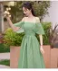 Modest / Simple Sage Green Bridesmaid Dresses 2023 A-Line / Princess Short Sleeve Backless Tea-length Bridesmaid Dresses