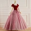 Schöne Rot Ballkleider 2023 Off Shoulder Ballkleid Kurze Ärmel Rückenfreies Schleife Stoffgürtel Lange Ball Festliche Kleider