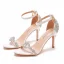 Charmant Weiß Strass Brautschuhe 2022 Knöchelriemen 8 cm Stilettos Peeptoes Hochzeit Sandaletten Hochhackige