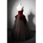 Charming Burgundy Pearl Rhinestone Glitter Prom Dresses 2024 A-Line / Princess Appliques Strapless Sleeveless Backless Floor-Length / Long Formal Dresses