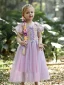 Lovely Lavender Birthday Flower Girl Dresses 2023 A-Line / Princess Square Neckline Short Sleeve Floor-Length / Long Flower Girl Dresses