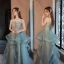 Chic / Beautiful Sage Green Cascading Ruffles Prom Dresses 2022 A-Line / Princess Organza Spaghetti Straps Lace Flower Sleeveless Backless Floor-Length / Long Prom Formal Dresses