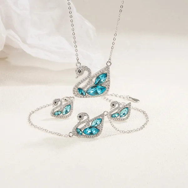 Moda Srebrny Łabędź Kryształ Rhinestone Srebro Naszyjniki Akcesoria 2023