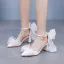 Fashion White Ankle Strap Bow Wedding Shoes 2025 7 cm Stiletto Heels Pointed Toe Wedding High Heels