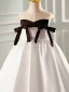 Chic / Beautiful Black Bow Birthday Flower Girl Dresses 2023 Ball Gown Scoop Neck Sleeveless Backless Floor-Length / Long
