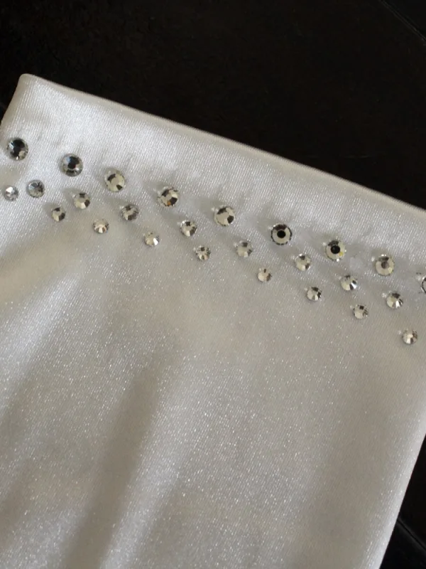 Vintage / Originale Simple Ivoire Faux Diamant Satin Mariage Gants Mariage 2025