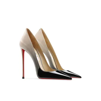 Mode Dégradé De Couleur Noire Cuir Verni Promo Escarpins 2024 10 Cm Talons Aiguilles À Bout Pointu Escarpins Talons Hauts