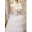 Charmant Blanche Perlage Perle Appliques Volants en Cascade Robe De Soirée 2023 Princesse Bretelles Spaghetti Sans Manches Dos Nu Train De Balayage Soirée Robe De Ceremonie