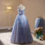 Sexy Bleu Ciel Perlage Faux Diamant Robe De Soirée 2023 Princesse Bretelles Spaghetti Sans Manches Dos Nu Longue Soirée Robe De Ceremonie