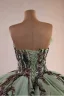 Luxus / Herrlich Salbeigrün Handgefertigt Perlenstickerei Spitze Blumen Ballkleider 2026 Ballkleid Bandeau Ärmellos Rückenfreies Kapelle-Schleppe Festliche Kleider