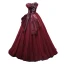 Mode Haut de Gamme Bordeaux Noeud Robe De Bal 2023 Robe Boule Bustier Sans Manches Dos Nu Longue Promo Robe De Ceremonie