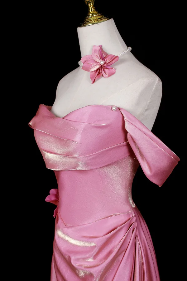Charmant Charmant Rose Bonbon Robe De Bal 2026 Princesse Bustier Sans Manches Dos Nu Train De Balayage Robe De Ceremonie